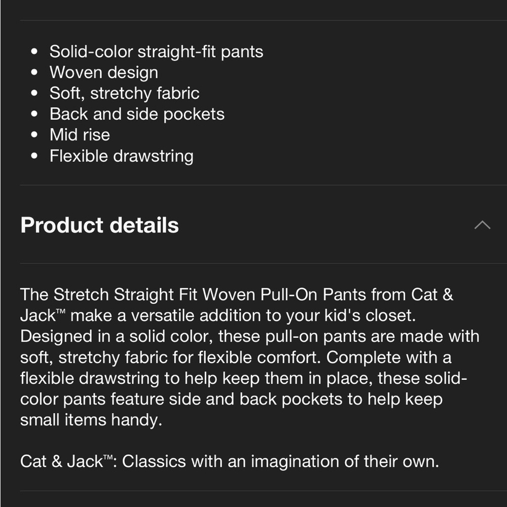 Boys Cat & Jack Stretch Straight Fit Woven Pull on pants size 14 slim - Picture 5 of 11